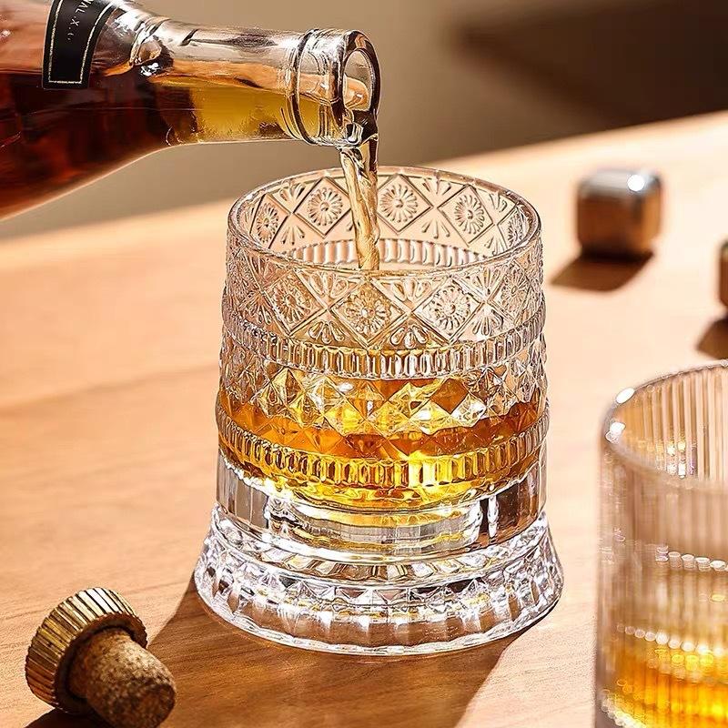كؤوس ويسكي دوارة مع قاعدة زجاج - مراجعة Highball Glass Set وسعره